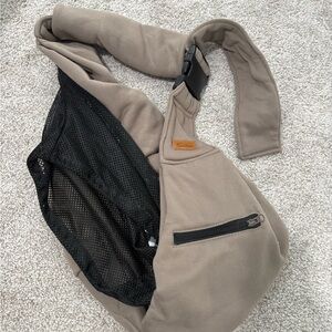Casual Beige dog sling with Black Mesh